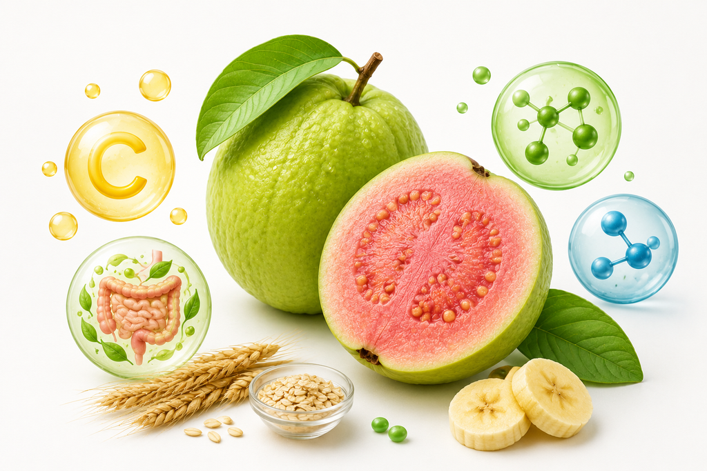 Guava nutrition with vitamin C fiber and potassium