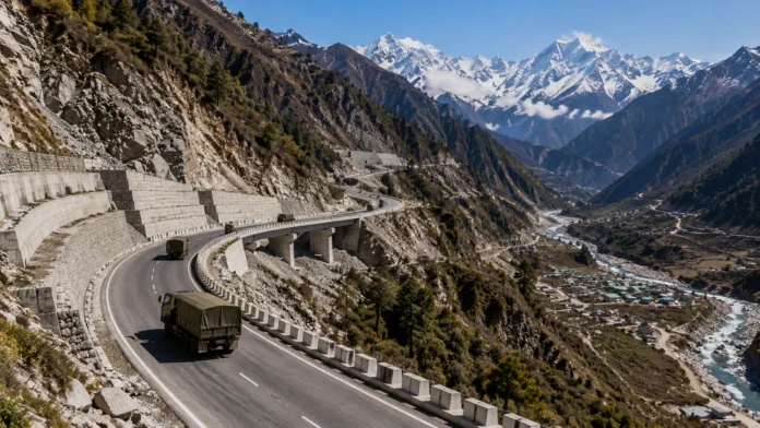 Border highways in India connecting remote Himalayan frontier areas