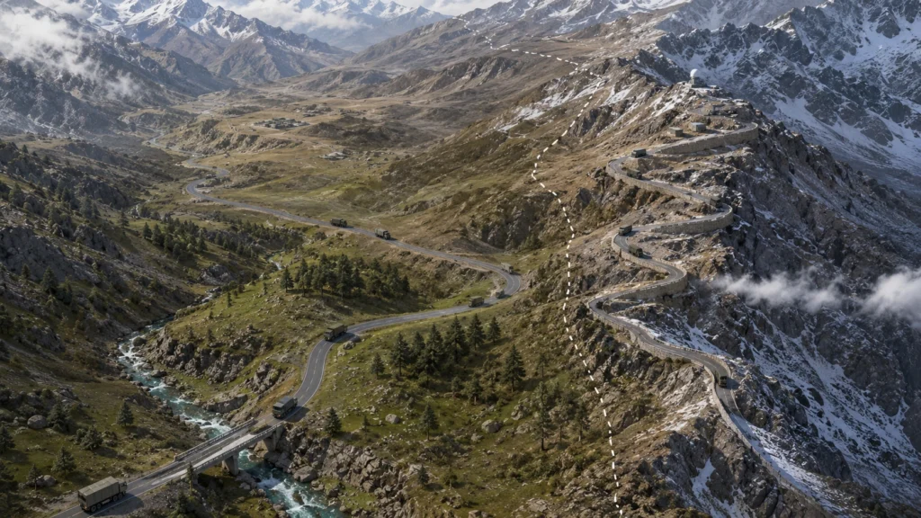 Border highways in India connecting remote Himalayan frontier areas