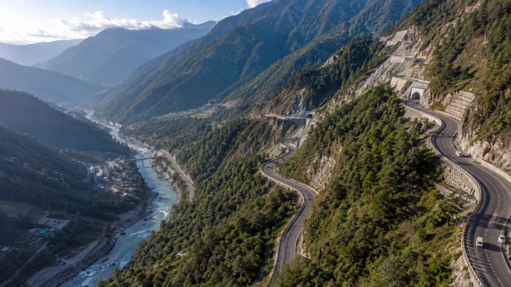 Arunachal Frontier Highway through rugged Himalayan terrain