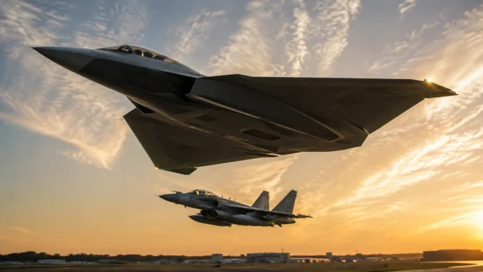 India's sixth-generation fighter jet concept flying in formation with a French Rafale