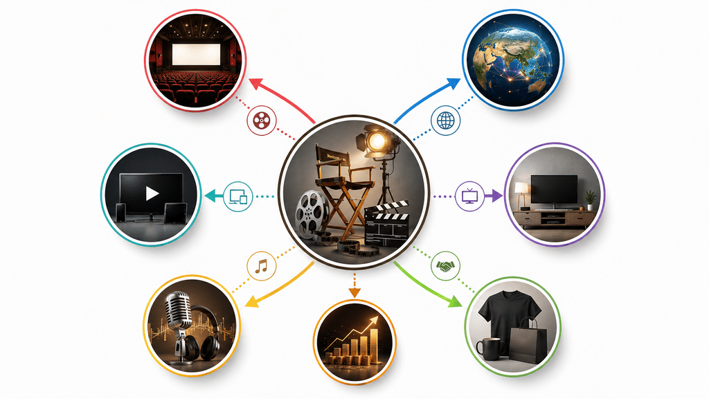 Diagram showing major revenue channels in the film business