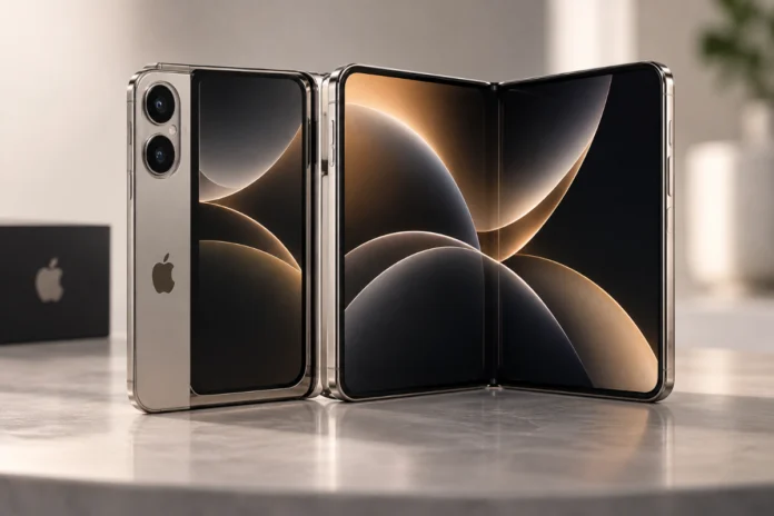 iPhone 18 foldable Apple iPhone Duo shown partially open