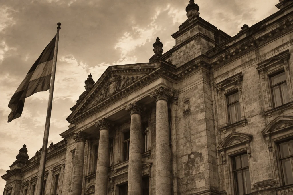 Historic European government building representing WWII-era Germany-Russia history