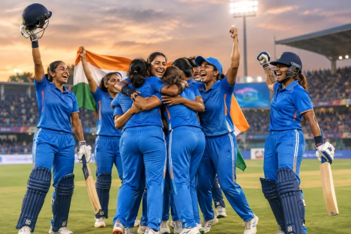 India women's cricket Asian Games 2026 gold medal celebration