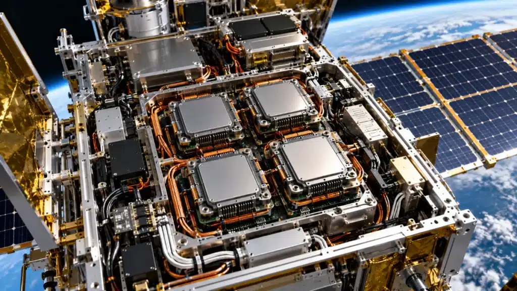 AI computing hardware inside a Project Suncatcher satellite